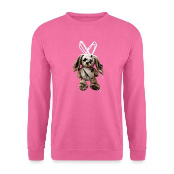 Düsterer Stoffhase Kuscheltier  - Unisex Pullover - Pink - Vorne
