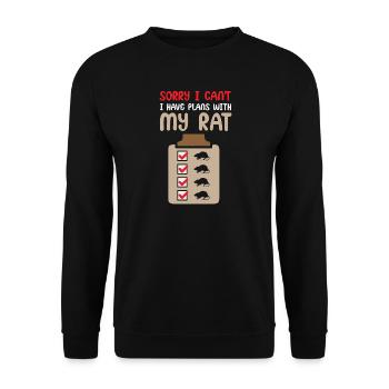 Ratte Hausratte Rattenbesitzer Rattenliebhaber - Unisex Pullover - Schwarz - Vorne - Alina (178cm) & Michal (187cm)