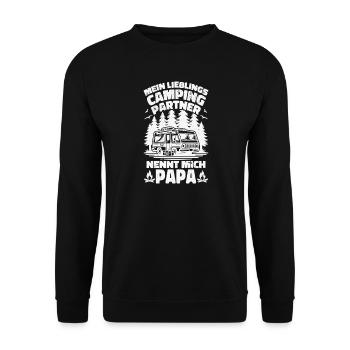 Lieblings Campingpartner Papa - Unisex Pullover - Schwarz - Vorne - Alina (178cm) & Michal (187cm)
