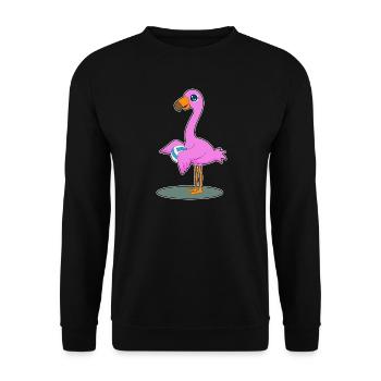 Flamingo Volleyballspieler Volleyball - Unisex Pullover - Schwarz - Vorne - Alina (178cm) & Michal (187cm)