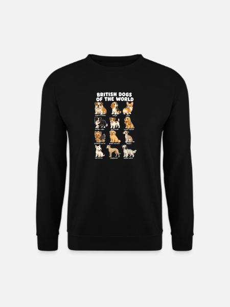 British Dog Breed Chart Cute - Unisex Sweatshirt - black