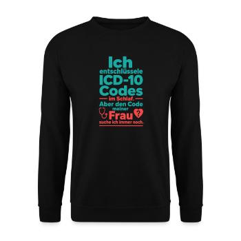 Ich Entschlüssele ICD-10 Codes Im Schlaf - Unisex Pullover - Schwarz - Vorne - Alina (178cm) & Michal (187cm)