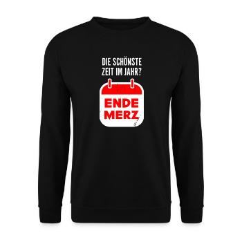 merz politik jahr spruch anti-cdu humor - Unisex Pullover - Schwarz - Vorne - Alina (178cm) & Michal (187cm)