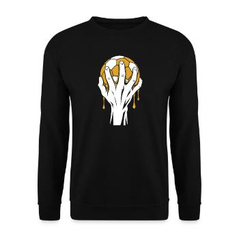 Handball Hand Illustration – Gold & Schwarz - Unisex Pullover - Schwarz - Vorne - Alina (178cm) & Michal (187cm)