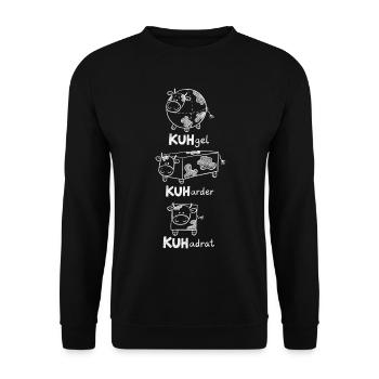 Kuh Mathe Geometrie Formen Wortspiel - Unisex Pullover - Schwarz - Vorne - Alina (178cm) & Michal (187cm)