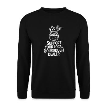 Unterstützen Sie den lokalen Sauerteighändler - Unisex Pullover - Schwarz - Vorne - Alina (178cm) & Michal (187cm)