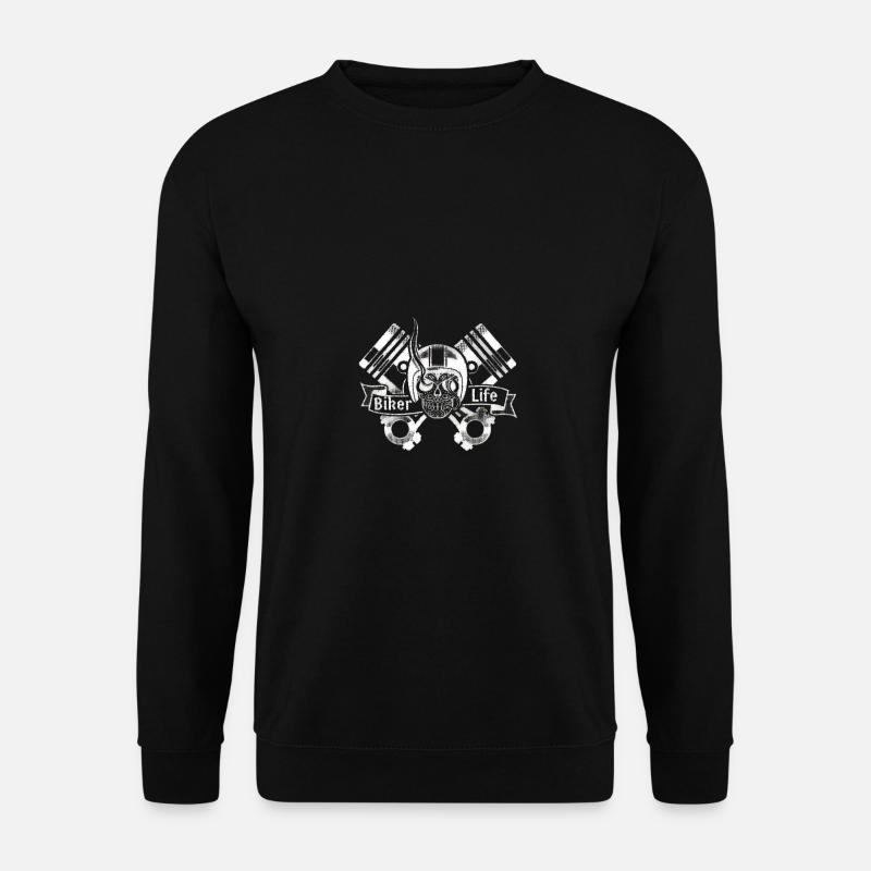 Biker Life Piston Skull Moto - Sweat-shirt Unisexe - noir