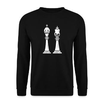 schach schachbrett schachfigur "könig & königin" - Unisex Pullover - Schwarz - Vorne - Alina (178cm) & Michal (187cm)
