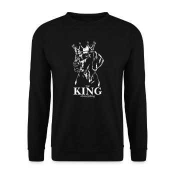 Weimaraner King Hundespruch Hunde Wilsigns - Unisex Pullover - Schwarz - Vorne - Alina (178cm) & Michal (187cm)