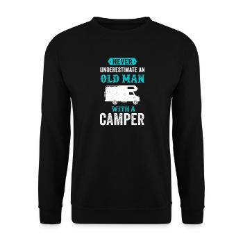Camping-car Funny Camping chemise cadeau Vintage - Sweat-shirt Unisexe - noir - Devant - Alina (178cm) & Michal (187cm)
