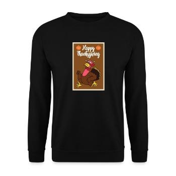 Thanksgiving Truthahn Pute Erntedankfest - Unisex Pullover - Schwarz - Vorne - Alina (178cm) & Michal (187cm)
