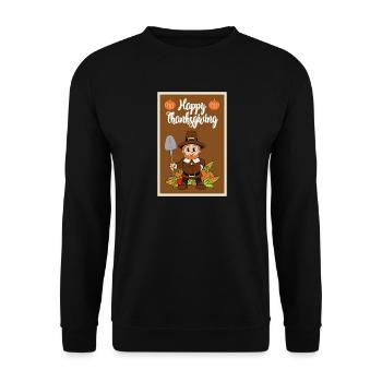 Thanksgiving Truthahn Pute Erntedankfest - Unisex Pullover - Schwarz - Vorne - Alina (178cm) & Michal (187cm)