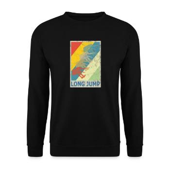 Retro Vintage Style Weitsprung Weitspringen - Unisex Pullover - Schwarz - Vorne - Alina (178cm) & Michal (187cm)