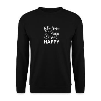 Take Time to make your Soul Happy - Unisex Pullover - Schwarz - Vorne - Alina (178cm) & Michal (187cm)