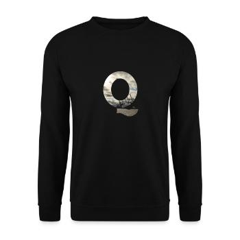 Shirt mit Buchstabe Q - Unisex Pullover - Schwarz - Vorne - Alina (178cm) & Michal (187cm)