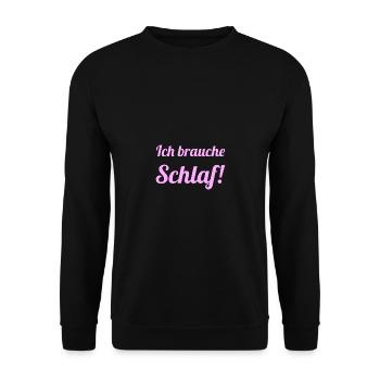 Schlaf Bett Schlafen Entspannung Entspannen Müde - Unisex Pullover - Schwarz - Vorne - Alina (178cm) & Michal (187cm)