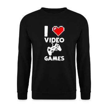 I Love Video Games - Gaming - Unisex Pullover - Schwarz - Vorne - Alina (178cm) & Michal (187cm)