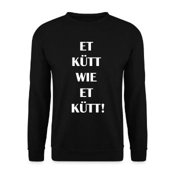 Kölsche Sprüche ET KÜTT WIE ET KÜTT Köln - Unisex Pullover - Schwarz - Vorne - Alina (178cm) & Michal (187cm)