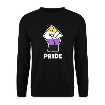 Pride Nonbinary Pride Fist Design for Equality - Unisex Sweatshirt - black - Front - Alina (178cm) & Michal (187cm)