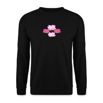 Spirituelle Lotus 777 Engel-Nummer - Unisex Pullover - Schwarz - Vorne - Alina (178cm) & Michal (187cm)