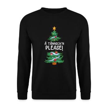 Weihnachten Humor Lustig Spruch Ä Tännsch'n Please - Unisex Pullover - Schwarz - Vorne - Alina (178cm) & Michal (187cm)