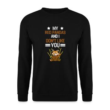 Chinesisches Tier Lustiges Geschenk Roter Panda - Unisex Pullover - Schwarz - Vorne - Alina (178cm) & Michal (187cm)