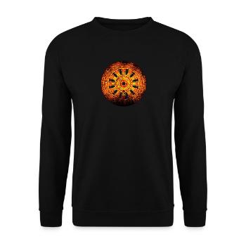 Dharmarad Chakra Buddhism Yellow Red - Unisex Sweatshirt - black - Front - Alina (178cm) & Michal (187cm)