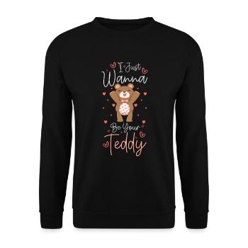 Bär Baby Familie Stofftier - Unisex Pullover - Schwarz - Vorne - Alina (178cm) & Michal (187cm)
