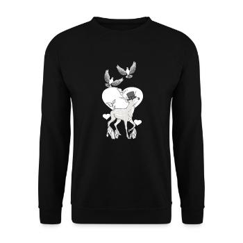 Hirsch Vintage Retro Old School Fantasy Wildtiere - Unisex Pullover - Schwarz - Vorne - Alina (178cm) & Michal (187cm)