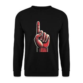 Bold Red Hand Gesture Design - Unisex Sweatshirt - black - Front - Alina (178cm) & Michal (187cm)