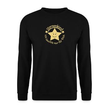 Stern Sternenkind SVG SabineVegan HerzAufShirt - Unisex Pullover - Schwarz - Vorne - Alina (178cm) & Michal (187cm)