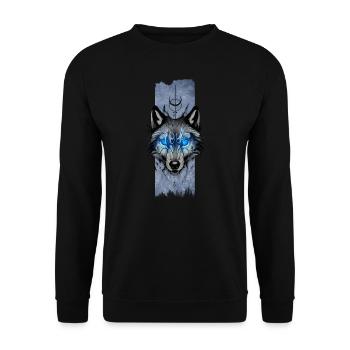 Lunar Guardian: Wolf's Radiant Gaze - Unisex Sweatshirt - black - Front - Alina (178cm) & Michal (187cm)