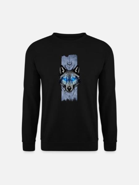 Mondwächter: Wolfs strahlender Blick - Unisex Pullover - Schwarz