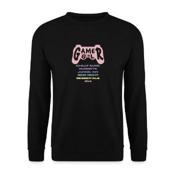 Gamer Girl Guys Chill Your Nuggets - Unisex Sweatshirt - black - Front - Alina (178cm) & Michal (187cm)