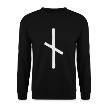 Futhark Runic Alphabet Nautiz - Unisex Sweatshirt - black - Front - Alina (178cm) & Michal (187cm)