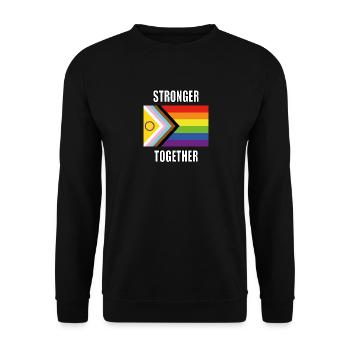 Gemeinsam stärker inklusive Pride-Flagge - Unisex Pullover - Schwarz - Vorne - Alina (178cm) & Michal (187cm)