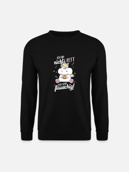 Bin nicht fett nur flauschig Einhorn dick lustig - Unisex Pullover - Schwarz