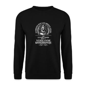 NEDERLANDSE KOOIKERHONDJE Guardian Angel Wilsigns - Unisex Pullover - Schwarz - Vorne - Alina (178cm) & Michal (187cm)