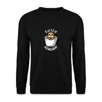 Guten Morgähn Faultier Kaffe - Unisex Pullover - Schwarz - Vorne - Alina (178cm) & Michal (187cm)