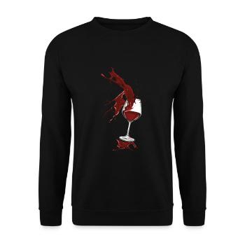 Weinglas Rotwein Wein Trinken Party Alkohol - Unisex Pullover - Schwarz - Vorne - Alina (178cm) & Michal (187cm)