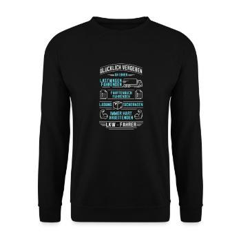 LKW-Fahrer Vergeben - Unisex Pullover - Schwarz - Vorne - Alina (178cm) & Michal (187cm)