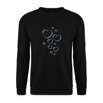 Seifenblasen Herzen - Unisex Pullover - Schwarz - Vorne - Alina (178cm) & Michal (187cm)