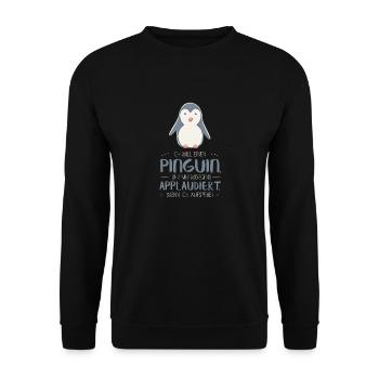 Pinguin - Unisex Pullover - Schwarz - Vorne - Alina (178cm) & Michal (187cm)