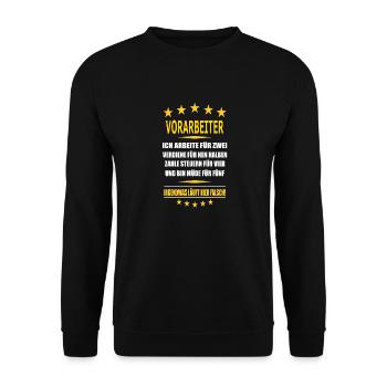 VORARBEITER - Unisex Pullover - Schwarz - Vorne - Alina (178cm) & Michal (187cm)