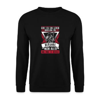 Leben nach dem Tod Auto - Unisex Pullover - Schwarz - Vorne - Alina (178cm) & Michal (187cm)