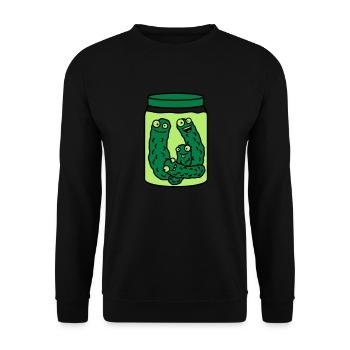 Funny Cucumber Preserving Jar - Unisex Sweatshirt - black - Front - Alina (178cm) & Michal (187cm)