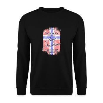 Norway Geiranger Fjord - Vintage Flag - Unisex Sweatshirt - black - Front - Alina (178cm) & Michal (187cm)