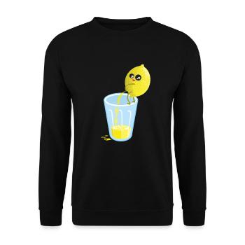 Zitrone pinkelt Limonade - Unisex Pullover - Schwarz - Vorne - Alina (178cm) & Michal (187cm)