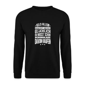 Schokolade kaufen Shirt - Unisex Pullover - Schwarz - Vorne - Alina (178cm) & Michal (187cm)