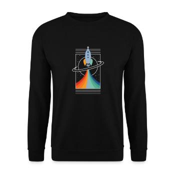 Rakete (Bunt, Umriss) - Unisex Pullover - Schwarz - Vorne - Alina (178cm) & Michal (187cm)